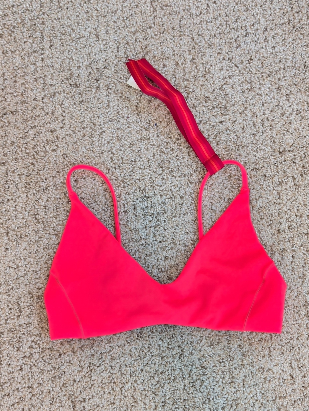 NWT Left On Friday Neon Pink/Red Seamless V-Neck Swim Size S In Rescue - Picture 1 of 3